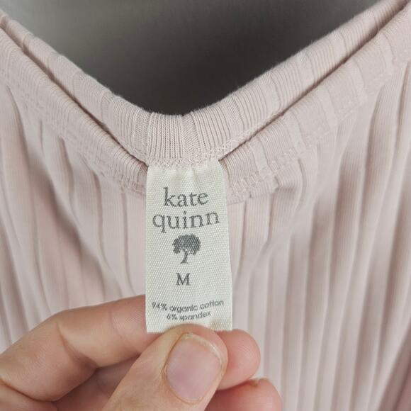 Kate Quinn Organic Cotton Sustainable Pink Ribbed Tank Top Size Medium - Picture 3 of 6